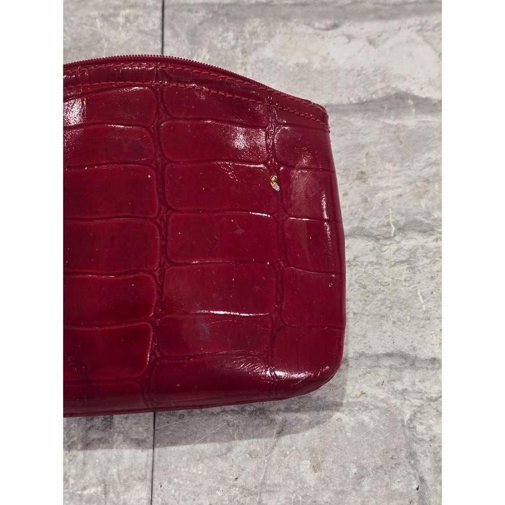 Givenchy Paris Medium Red Croc-Embossed Leather Pouch 7" x 4.5" - Picture 7 of 11
